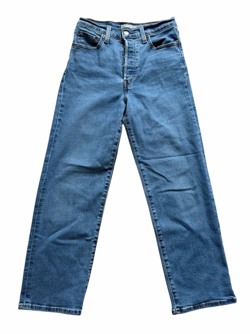 Levi’s Ribcage Straight Ankle Jeans Womens 27 Blue Denim High Rise Stretch Fit
